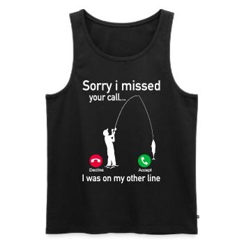 Désolé i missed your call i was on the other line - Débardeur bio Premium Homme - noir - Devant - Michal (187cm)
