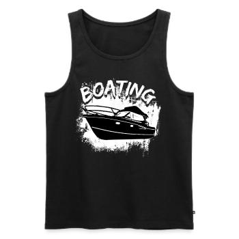 Boot Regatta . Bateau à moteur yacht à moteur . Yacht Voile - Débardeur bio Premium Homme - noir - Devant - AI Model Male 178 light (178cm)