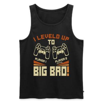 I Leveled Up To Big Bro - Neuer Gaming Bruder - Männer Premium Bio Tank Top - Schwarz - Vorne - Michal (187cm)