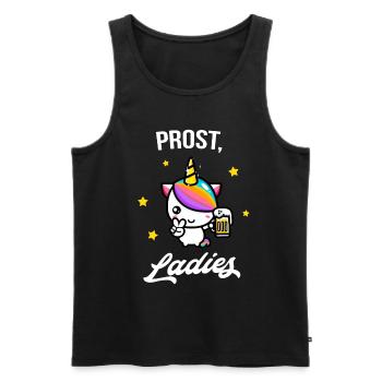 Prost, Ladies Funny Party Unicorn Beer Fun Woman - Men's Premium Organic Tank Top - black - Front - Michal (187cm)