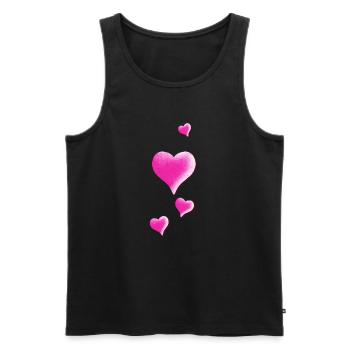 Pinke Herzen Illustration Vintage Herz Design - Männer Premium Bio Tank Top - Schwarz - Vorne - Michal (187cm)