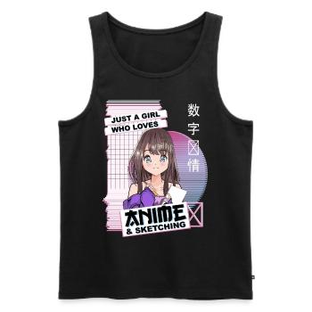 Just A Girl Who Loves Anime & Sketching - Kawaii - Men's Premium Organic Tank Top - black - Front - AI Model Male 178 light (178cm)