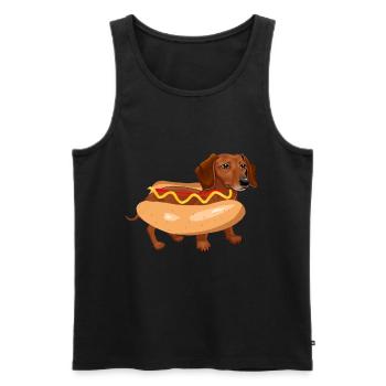 Lustiger Hund Dackel Hot Dog Fast Food - Männer Premium Bio Tank Top - Schwarz - Vorne - AI Model Male 178 light (178cm)
