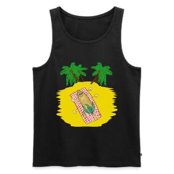 Vacationers Tourist Lazy Laziness Leisure Heat - Men's Premium Organic Tank Top - black - Front - AI Model Male 178 light (178cm)