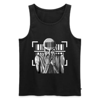 Barcode Punk Outfit - Registered in the system - Men's Premium Organic Tank Top - black - Front - AI Model Male 178 light (178cm)