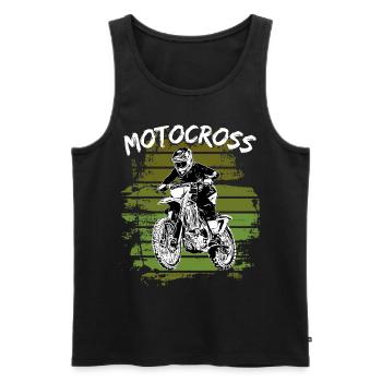 Motocross Design Enduro / Geschenkidee / MX Retro - Männer Premium Bio Tank Top - Schwarz - Vorne - Michal (187cm)