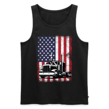 USA Flag Trucker - Men's Premium Organic Tank Top - black - Front - Michal (187cm)