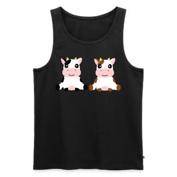 Kuh - Baby - Kalb - Kinder - Männer Premium Bio Tank Top - Schwarz - Vorne - Michal (187cm)