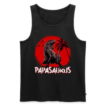 Dino Papa Papasaurus - Débardeur bio Premium Homme - noir - Devant - AI Model Male 178 light (178cm)