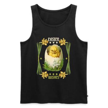 Easter, Happy Easter, Retro Vintage Egg Chicks - Men's Premium Organic Tank Top - black - Front - AI Model Male 178 light (178cm)