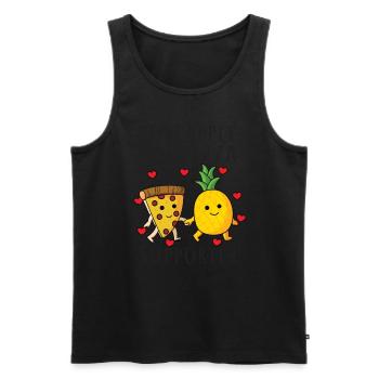 Pizza Hawaï Ananas Pizza Manger - Débardeur bio Premium Homme - noir - Devant - Michal (187cm)