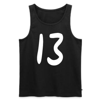 Nombre 13 - Débardeur bio Premium Homme - noir - Devant - AI Model Male 178 light (178cm)