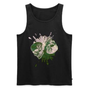 Totenkopf Skull, Yin und Yang Skull, Yin-Yang - Männer Premium Bio Tank Top - Schwarz - Vorne - Michal (187cm)