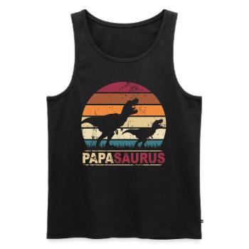 Papa Saurus Dinosaures Familles Dino Papasaurus - Débardeur bio Premium Homme - noir - Devant - Michal (187cm)