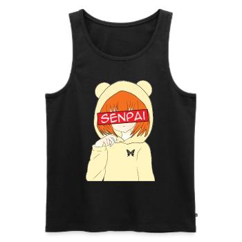 Anime Senpai Anime Fans Anime Style Anime Tenue - Débardeur bio Premium Homme - noir - Devant - AI Model Male 178 light (178cm)
