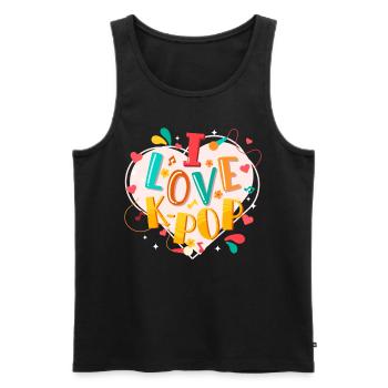 I Love K-Pop Music Kpop Korean Pop Music - Men's Premium Organic Tank Top - black - Front - AI Model Male 178 light (178cm)