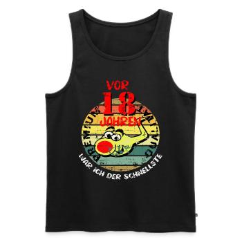 18 Geburtstag lustiger Spruch Spermazelle rennt in - Männer Premium Bio Tank Top - Schwarz - Vorne - Michal (187cm)