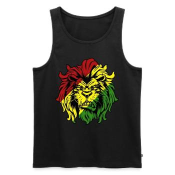 Rasta Lion Roots Reggae Musique Jah Jamaïque cadeau - Débardeur bio Premium Homme - noir - Devant - AI Model Male 178 light (178cm)