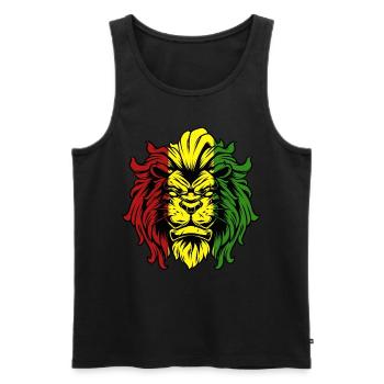 Rasta Lion Roots Reggae Musique Jah Jamaïque cadeau - Débardeur bio Premium Homme - noir - Devant - AI Model Male 178 light (178cm)