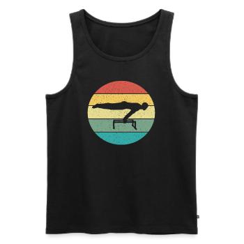 Retro Vintage Calisthenics Calisthenics Planche - Männer Premium Bio Tank Top - Schwarz - Vorne - AI Model Male 178 light (178cm)
