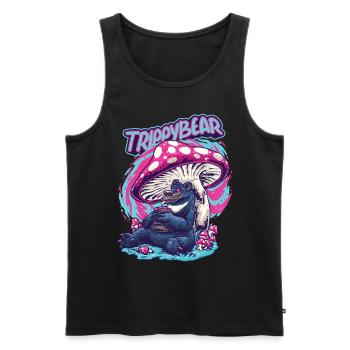 Magic Mushrooms Psychédélique Funny Trippybear - Débardeur bio Premium Homme - noir - Devant - AI Model Male 178 light (178cm)