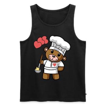 Teddybär Sterne Koch kochen Gourmet Küche - Männer Premium Bio Tank Top - Schwarz - Vorne - AI Model Male 178 light (178cm)