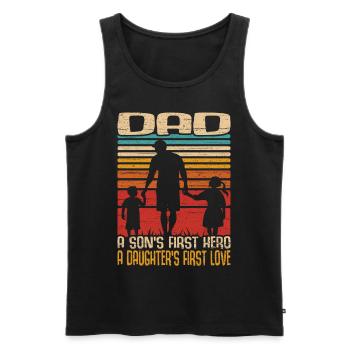 Vintage Father's Day Retro Dad Dad First Love Hero - Men's Premium Organic Tank Top - black - Front - Michal (187cm)