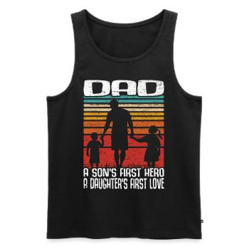 Vintage Father's Day Retro Dad Dad First Love Hero - Men's Premium Organic Tank Top - black - Front - Michal (187cm)