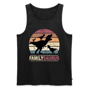FamilySaurus - Famille Saurus Dinosaures - Débardeur bio Premium Homme - noir - Devant - AI Model Male 178 light (178cm)