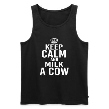 Keep Calm and milk a Cow - Débardeur bio Premium Homme - noir - Devant - Michal (187cm)