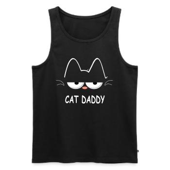 CAT DADDY Cool Katen papa cadeau de la fête des pères - Débardeur bio Premium Homme - noir - Devant - Michal (187cm)