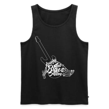 Keeping the Blues alive - Men's Premium Organic Tank Top - black - Front - AI Model Male 178 light (178cm)