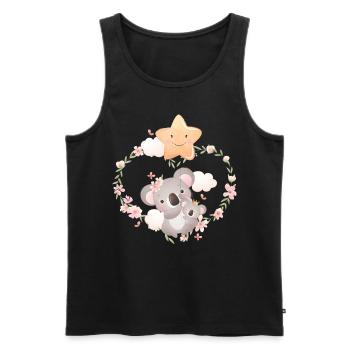 Doux koala bébé avec Koalamama - Débardeur bio Premium Homme - noir - Devant - AI Model Male 178 light (178cm)