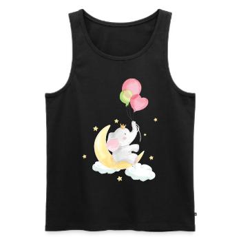 Doux éléphant bébé - Débardeur bio Premium Homme - noir - Devant - AI Model Male 178 light (178cm)