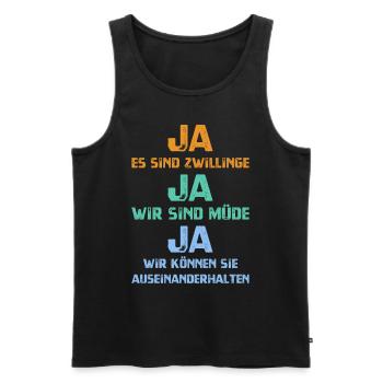 Mutter von Zwillingen Vater von Zwillingen Eltern - Männer Premium Bio Tank Top - Schwarz - Vorne - Michal (187cm)