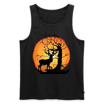 Faune Habitants de la forêt Forêt Animal Cerf Nature Soleil - Débardeur bio Premium Homme - noir - Devant - Michal (187cm)
