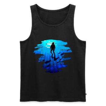 Plongeur cadeau mer Scuba Diving Eau Apnée - Débardeur bio Premium Homme - noir - Devant - Michal (187cm)