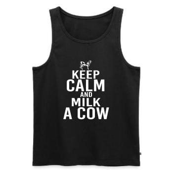 Keep calm an milk a Cow - Männer Premium Bio Tank Top - Schwarz - Vorne - Michal (187cm)