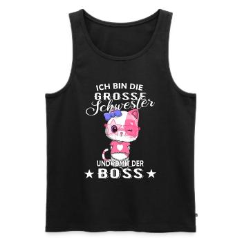 Ich bin die große Schwester somit der Boss - Männer Premium Bio Tank Top - Schwarz - Vorne - Michal (187cm)