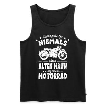 Alten Mann auf einem Motorrad - Motorradfahrer - Männer Premium Bio Tank Top - Schwarz - Vorne - Michal (187cm)