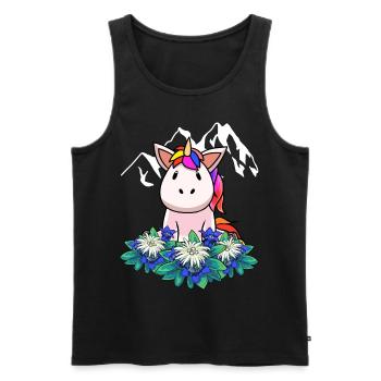 Unicorn gentian Edelweiss Alps Switzerland Austria - Men's Premium Organic Tank Top - black - Front - AI Model Male 178 light (178cm)