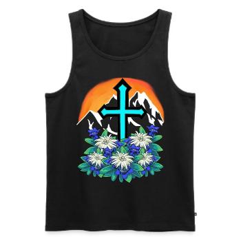 Alps Mountains Mountains Peak Mountain Sports Rock Cross - Men's Premium Organic Tank Top - black - Front - AI Model Male 178 light (178cm)
