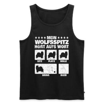 Wolfsspitz Hundetricks deutscher Spitz Spruch - Männer Premium Bio Tank Top - Schwarz - Vorne - Michal (187cm)