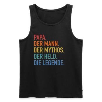 Papa Mann Mythos Held Legende - Daddy Vatertag - Männer Premium Bio Tank Top - Schwarz - Vorne - AI Model Male 178 light (178cm)