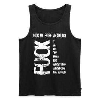 Fuck It FUCK Vocabulary - Idée cadeau - Débardeur bio Premium Homme - noir - Devant - AI Model Male 178 light (178cm)