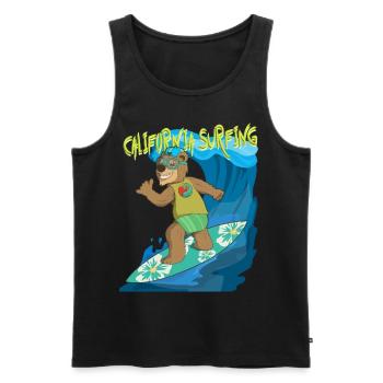 Summer feeling Californian shaka bear surfs the - Männer Premium Bio Tank Top - Schwarz - Vorne - Michal (187cm)
