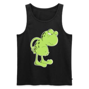 Grenouille crapaud paresseux dessin animé amphibien matin - Débardeur bio Premium Homme - noir - Devant - Michal (187cm)