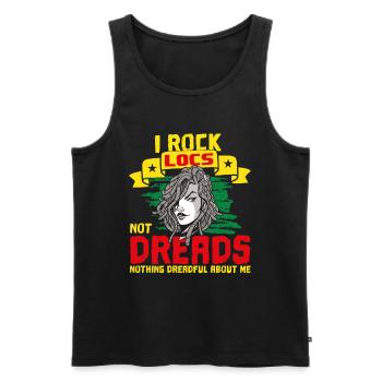 I Rock Locs Not Dreads Dreadlock - Men's Premium Organic Tank Top - black - Front - Michal (187cm)