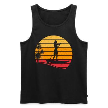SUP Girl Sunset - Stand Up Paddle - Débardeur bio Premium Homme - noir - Devant - Michal (187cm)