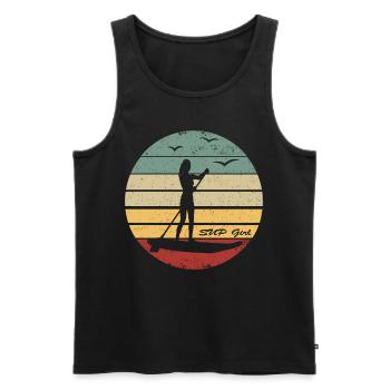 Stand Up Paddleboarding - SUP Girl Sunset - Débardeur bio Premium Homme - noir - Devant - AI Model Male 178 light (178cm)